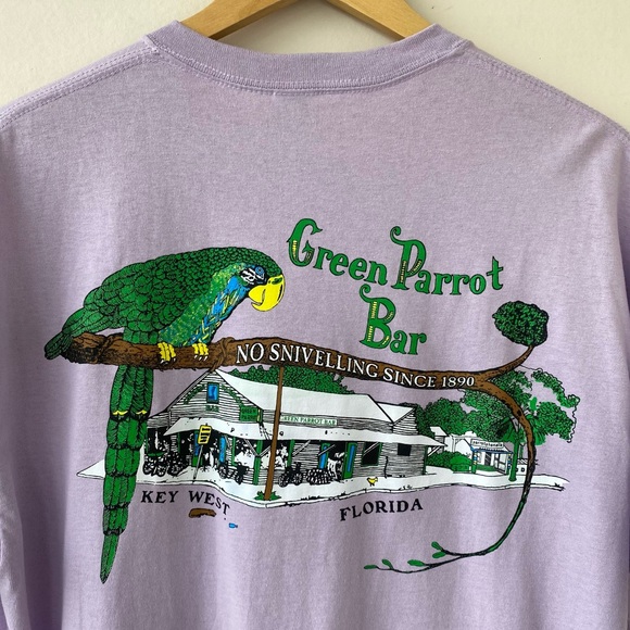 GILDAN • The Green Parrot Bar, Key West FL Purple Crew neck T-shirt size large - Picture 9 of 14